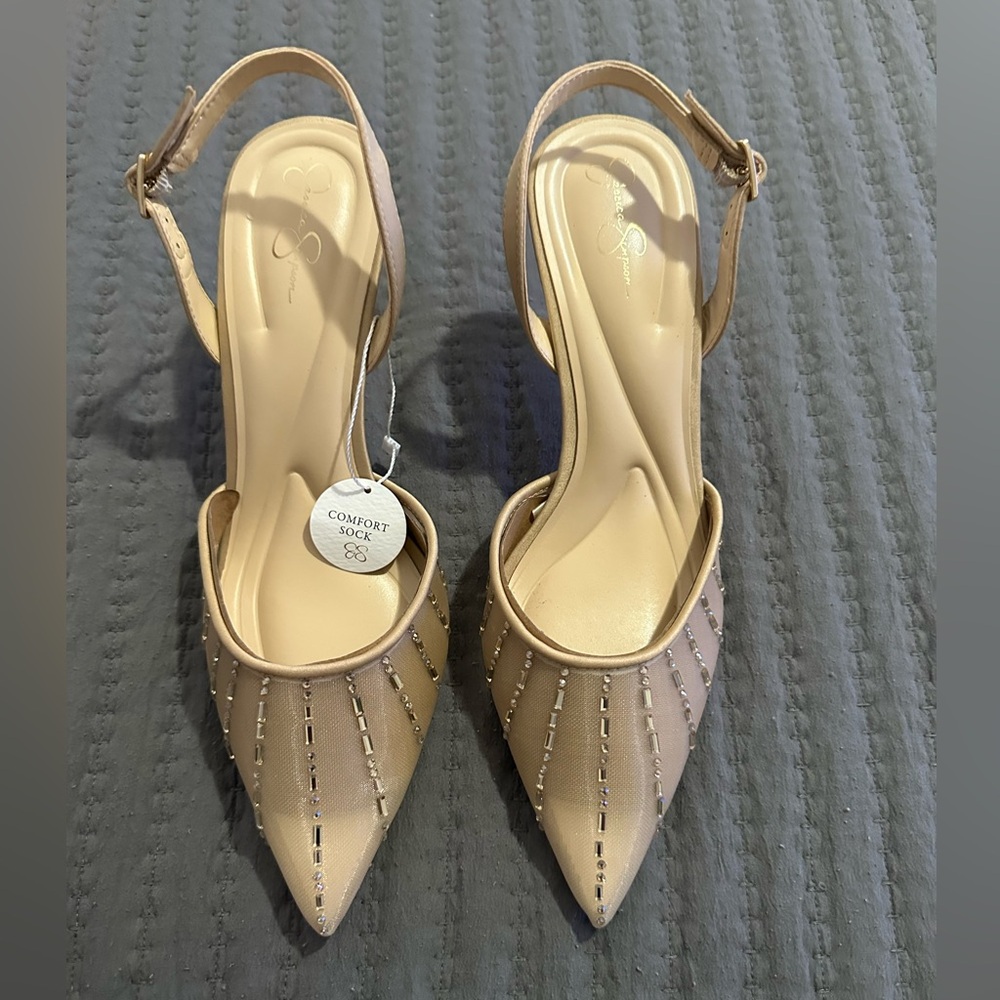 Jessica Simpson Nude Slingback Heels